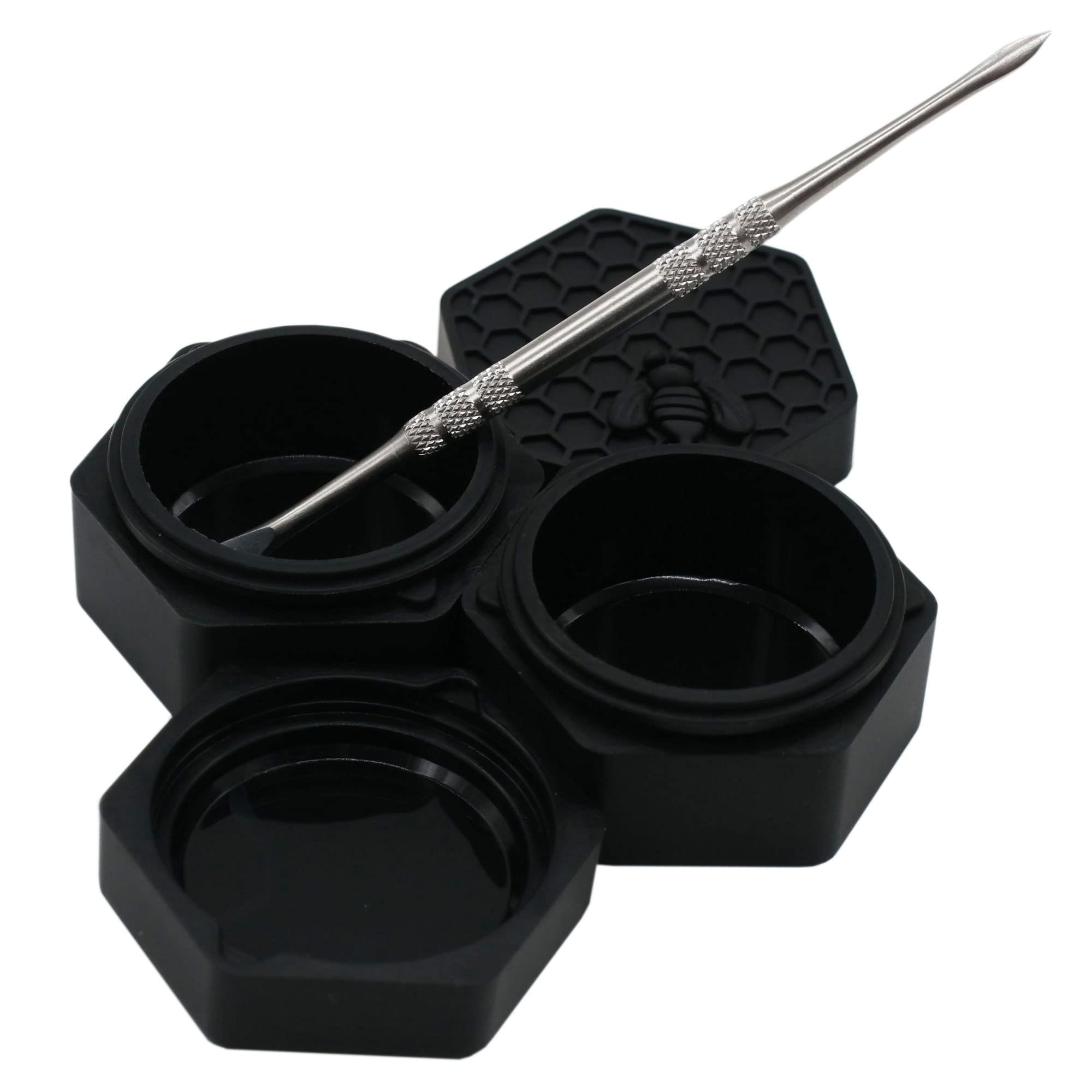 Black KUVIS hexagon silicone containers set with tool
