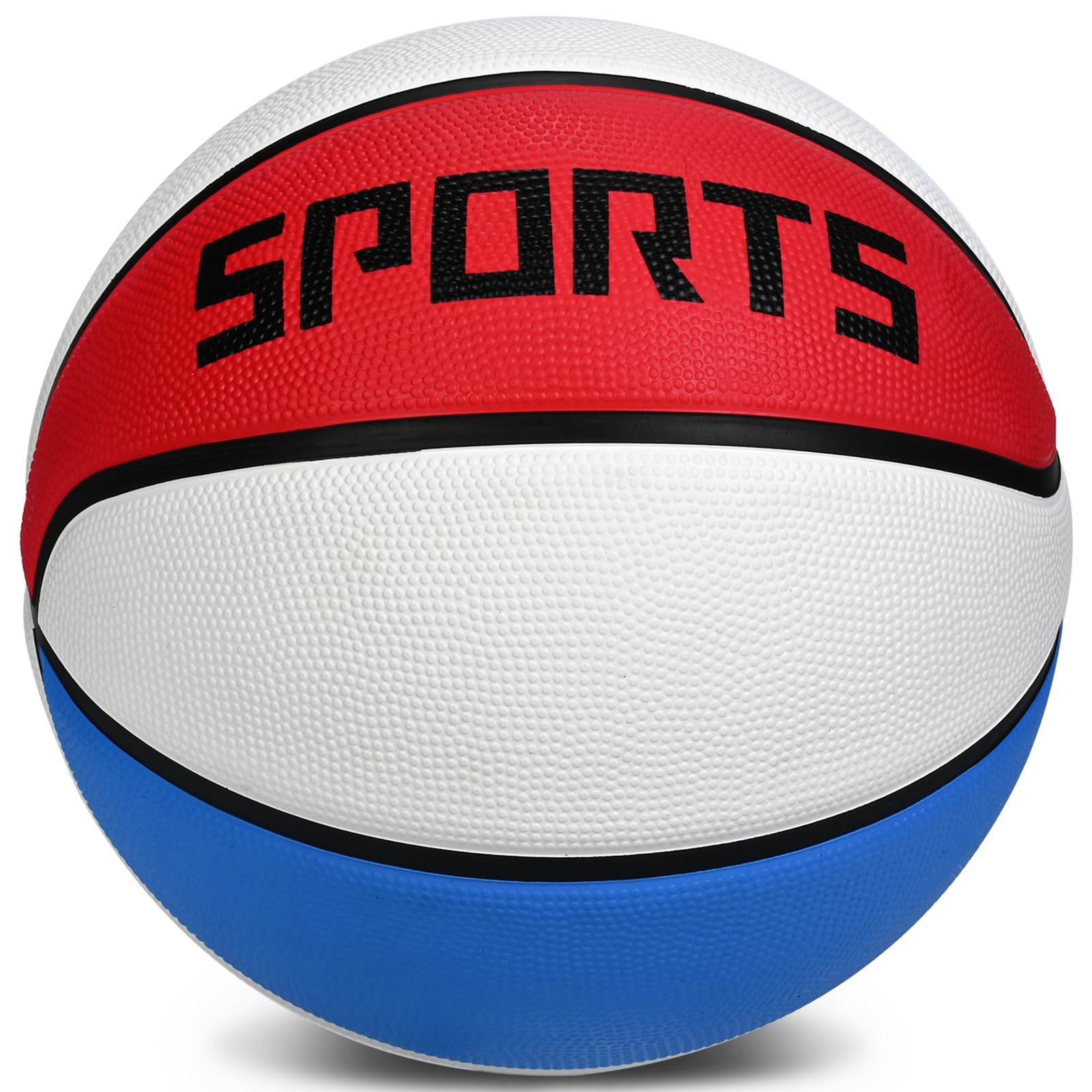 Thickened rubber basketball by KUYOTQ red blue white