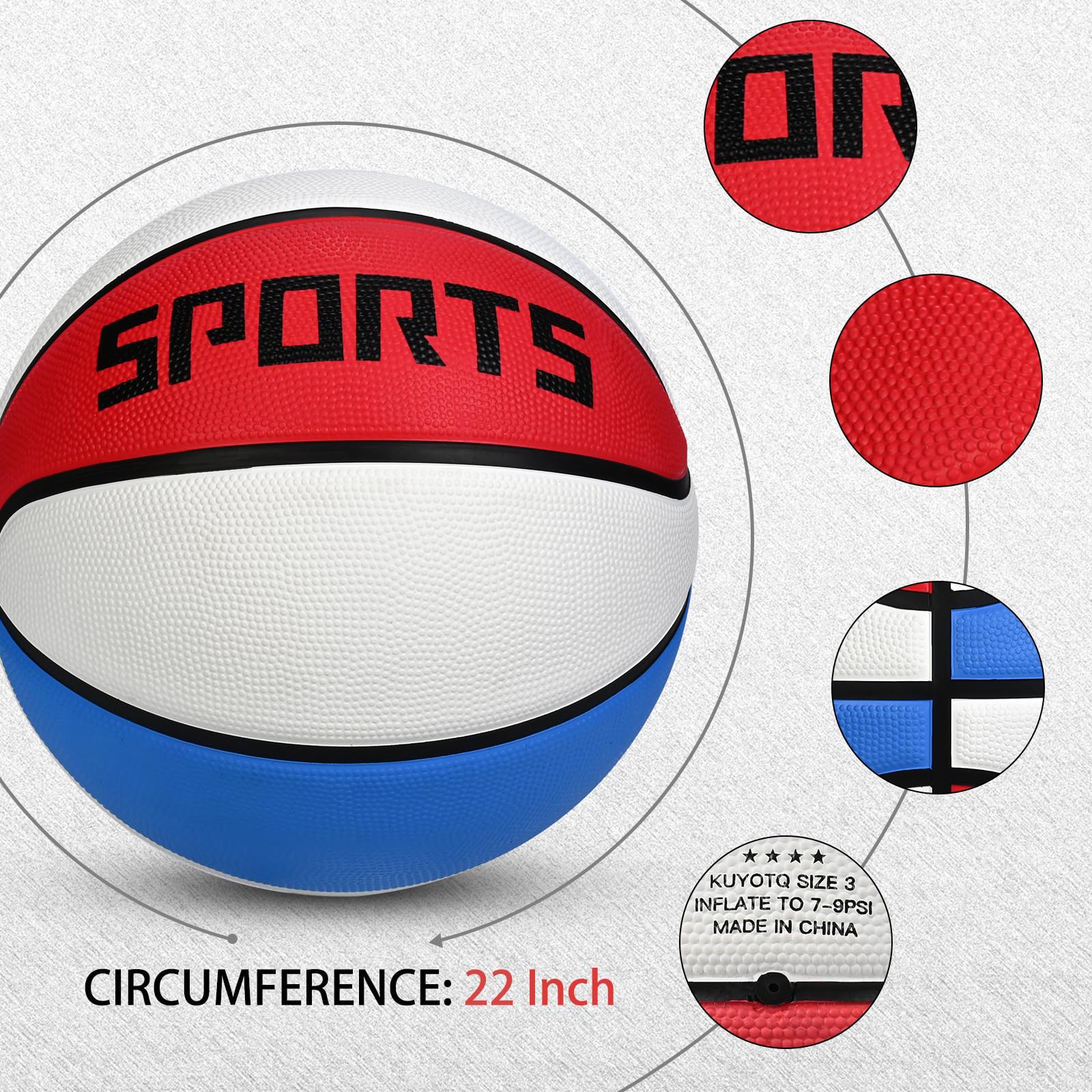 Red blue white KUYOTQ kids basketball