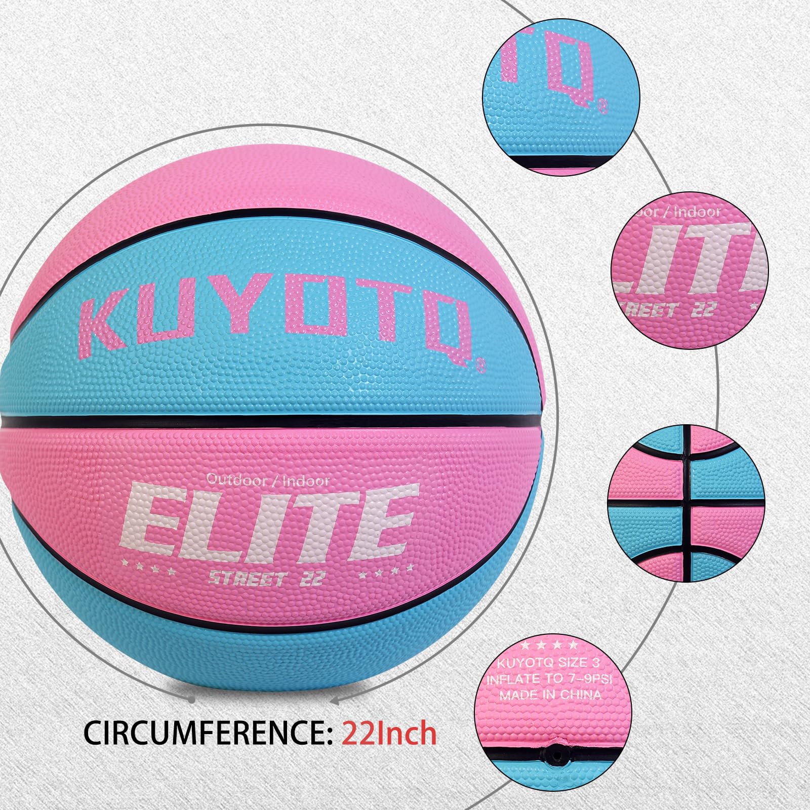 KUYOTQ logo on thickened rubber mini basketball