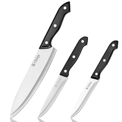 Kvlniqs 3-Piece Kitchen Knife Set with 8 inch chef knife 5 inch utility knife 4.5 inch paring knife