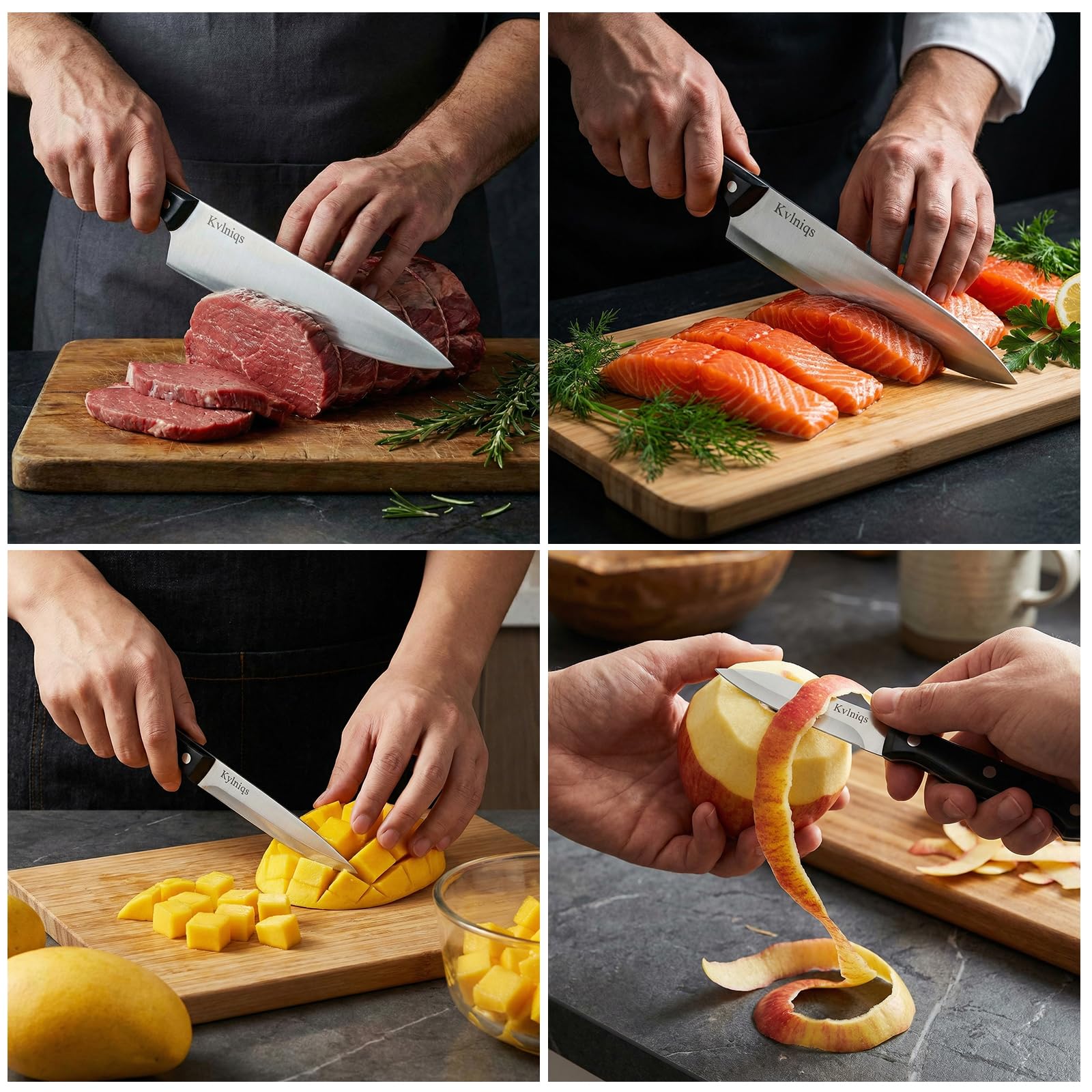Stainless steel blades in black finish from Kvlniqs 3-Piece set