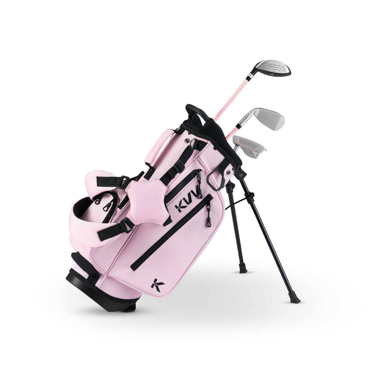 KVV junior golf clubs set ages 3-5 pink stand bag