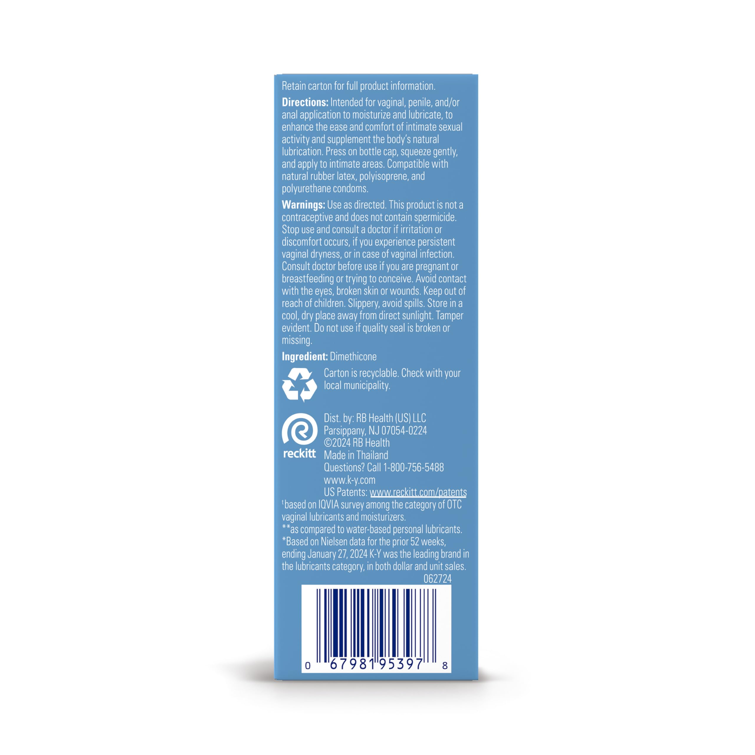 K-Y silicone lube for sex 8.45 oz pack