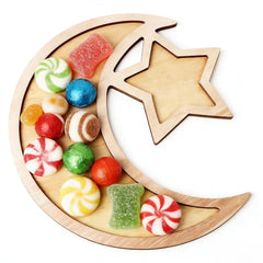 Moon star wooden tray 13.8x13.1 inches for desserts