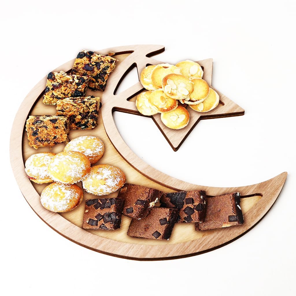 Elegant crescent moon and star design dessert tray
