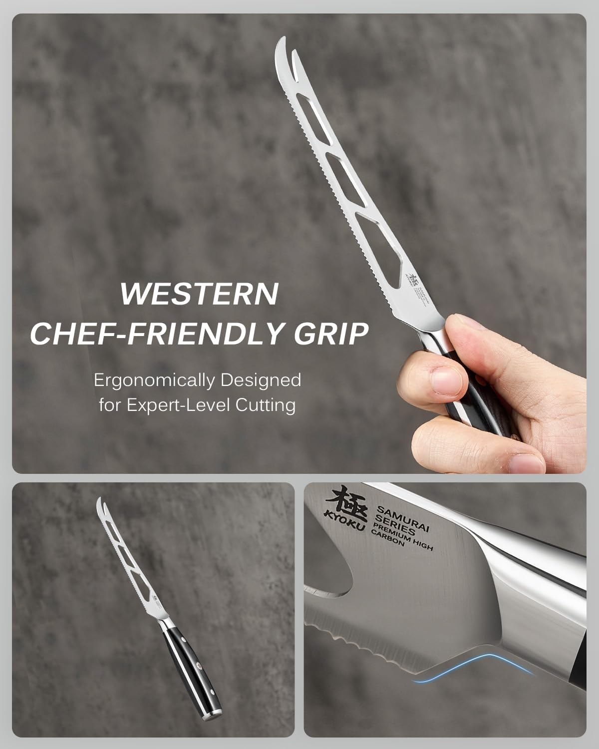 Full tang KYOKU cheese knife with mosaic pin on handle