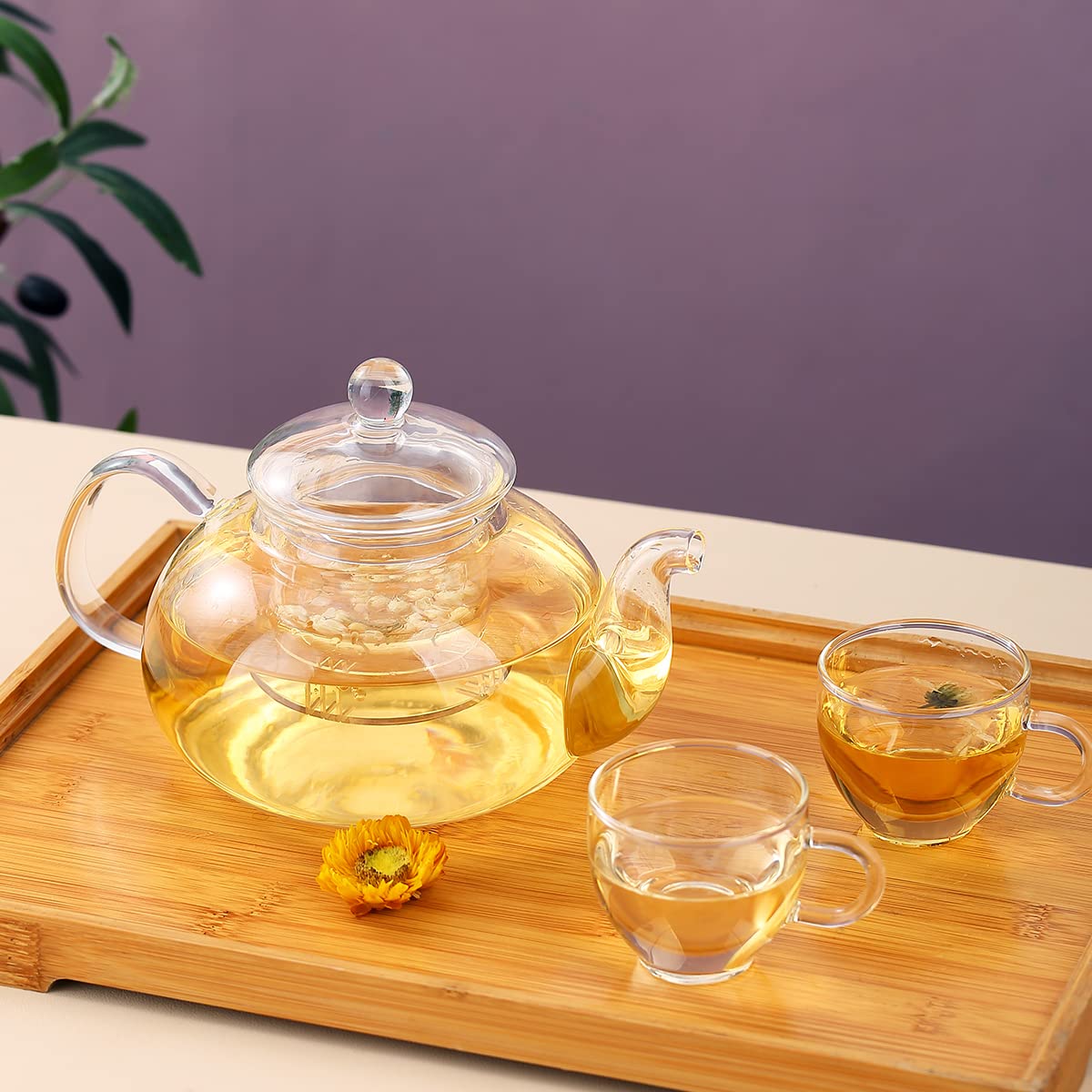 Kyraton glass tea pot with 4 cups set