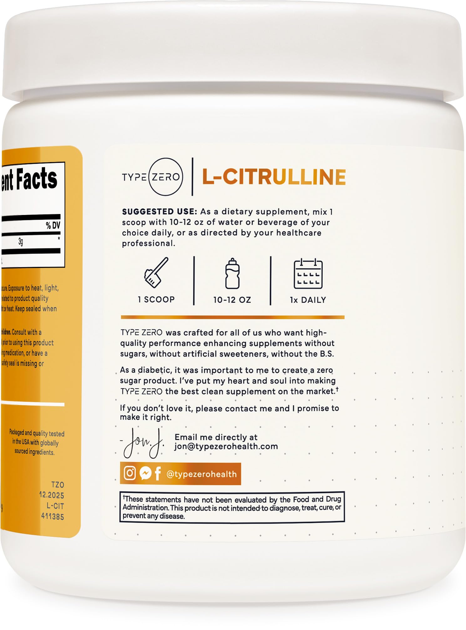 Unflavored L-Citrulline Powder packaging