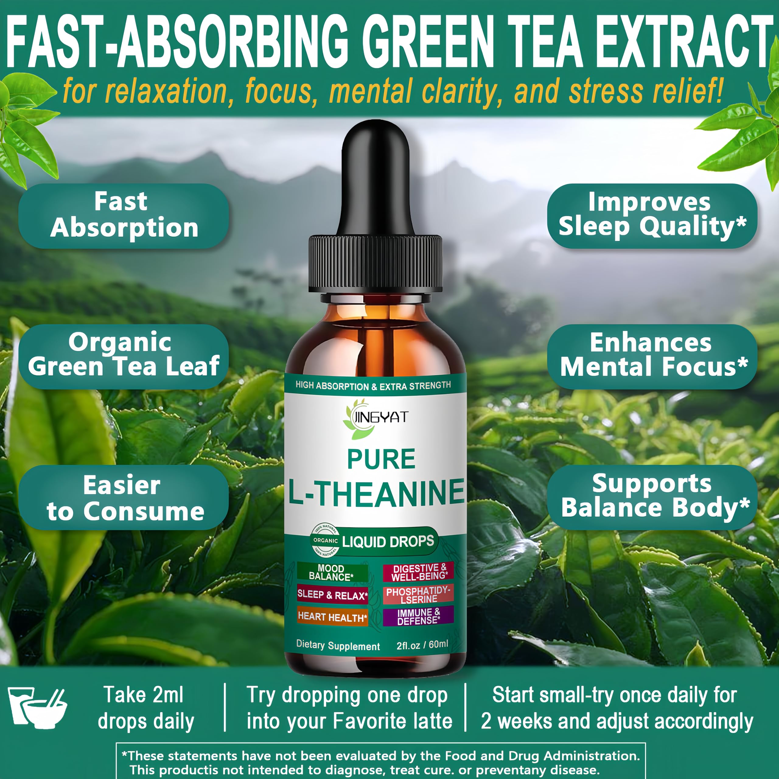 Organic L Theanine liquid drops from green tea