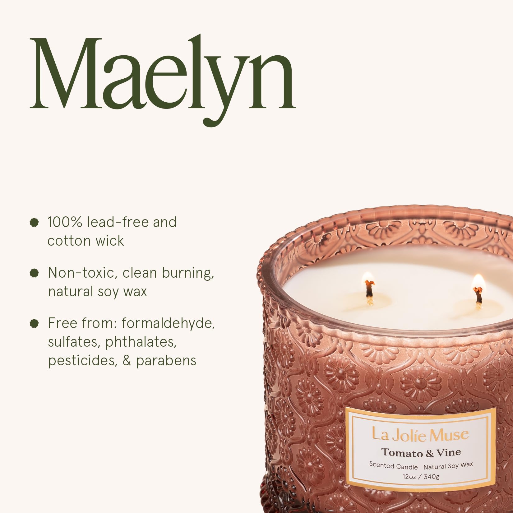 Gift-worthy luxury candle from LA JOLIE MUSE Tomato & Vine collection