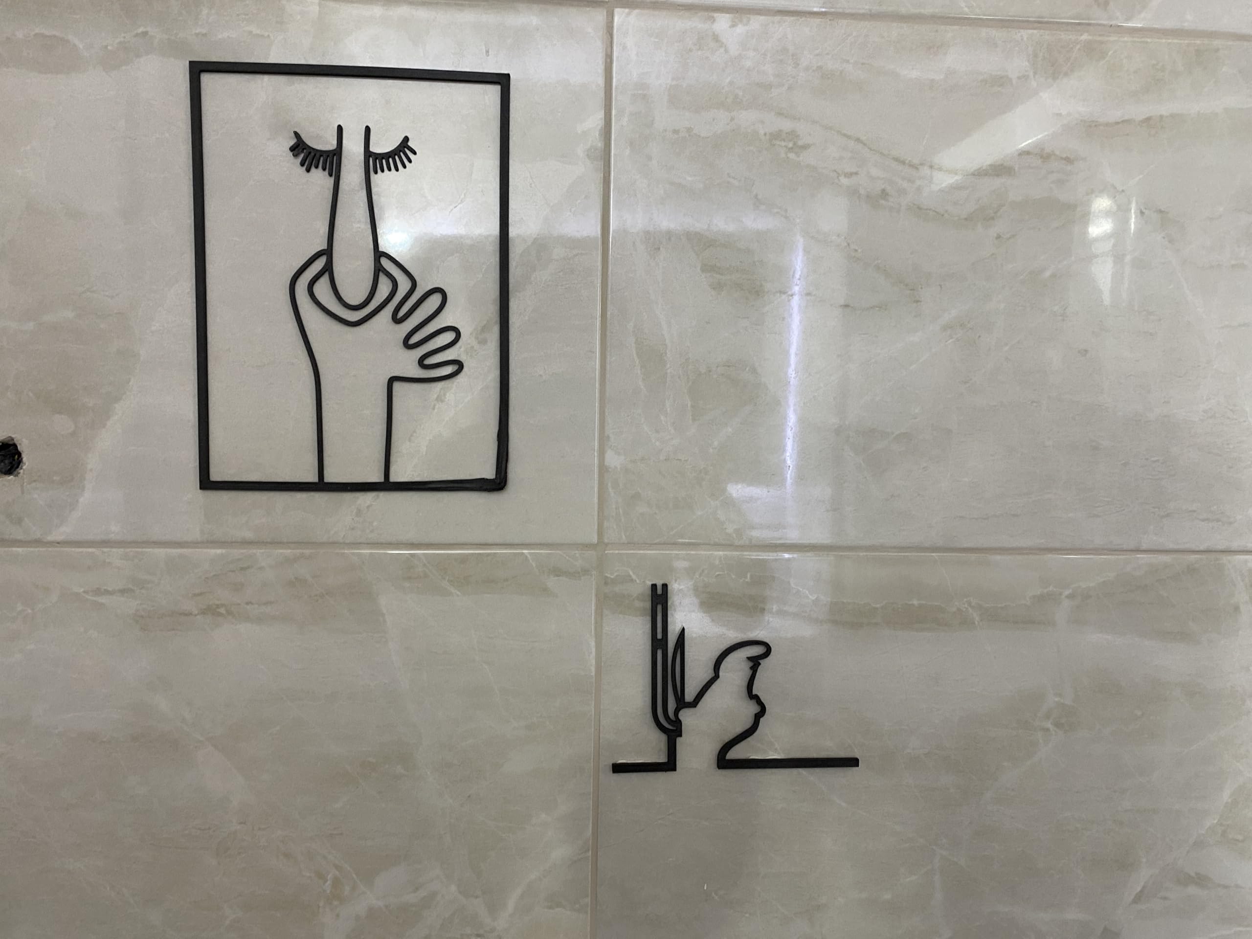 Humorous La Linea Figure bathroom decor wall art