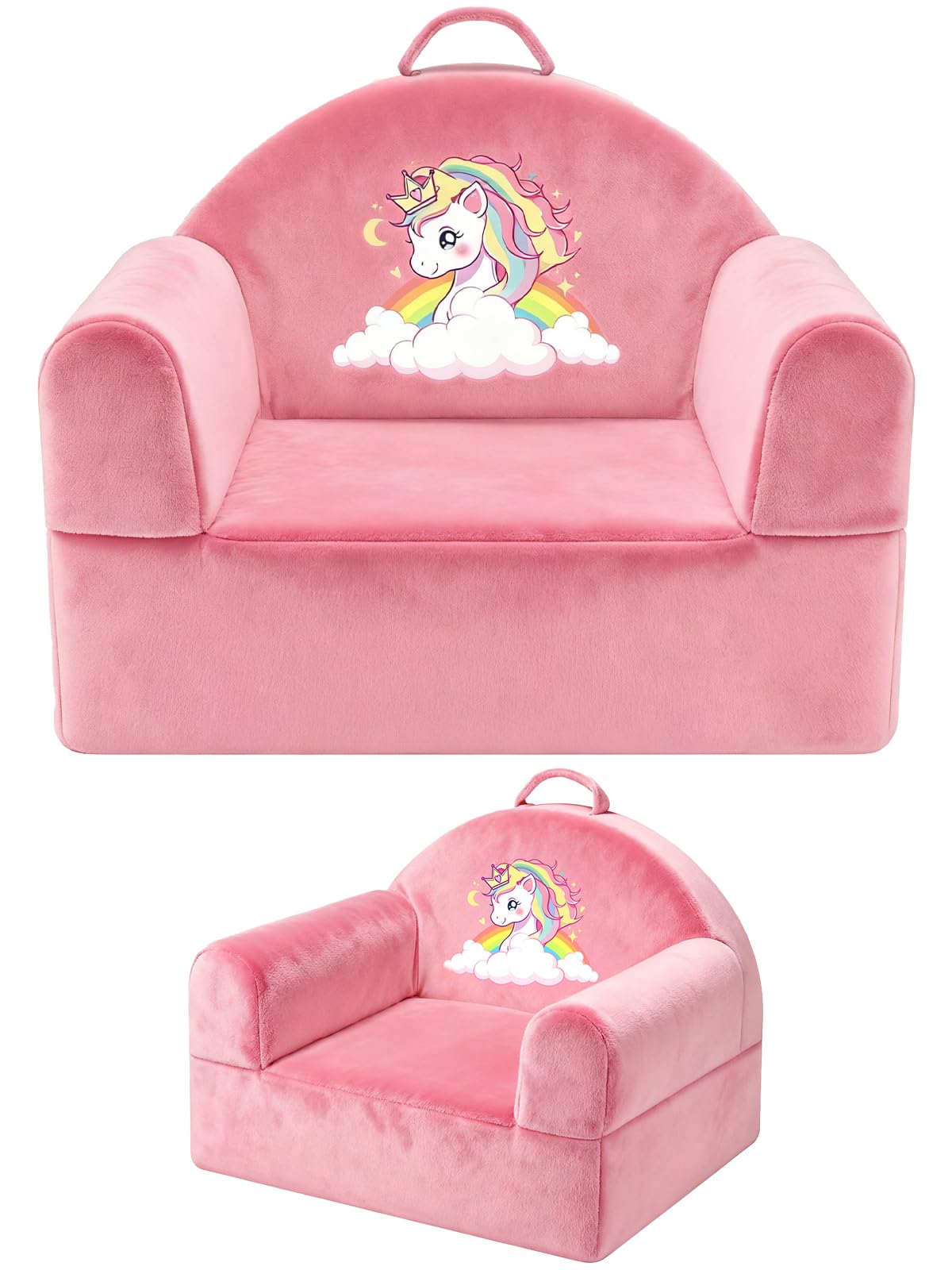 laapee unicorn design single sofa with soft pink crystal velvet