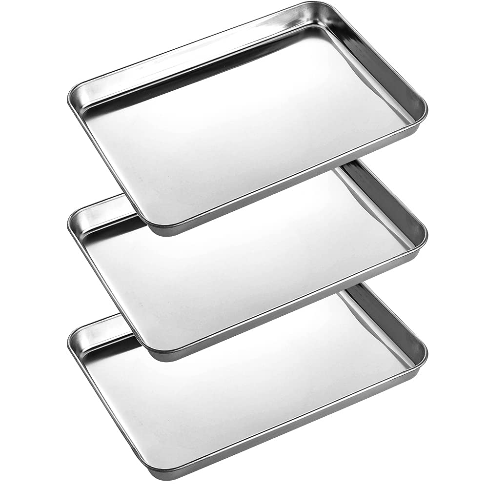 LabAider 3 pack stainless steel tray with dimensions 8.6 x 6.0 x 0.8 inches