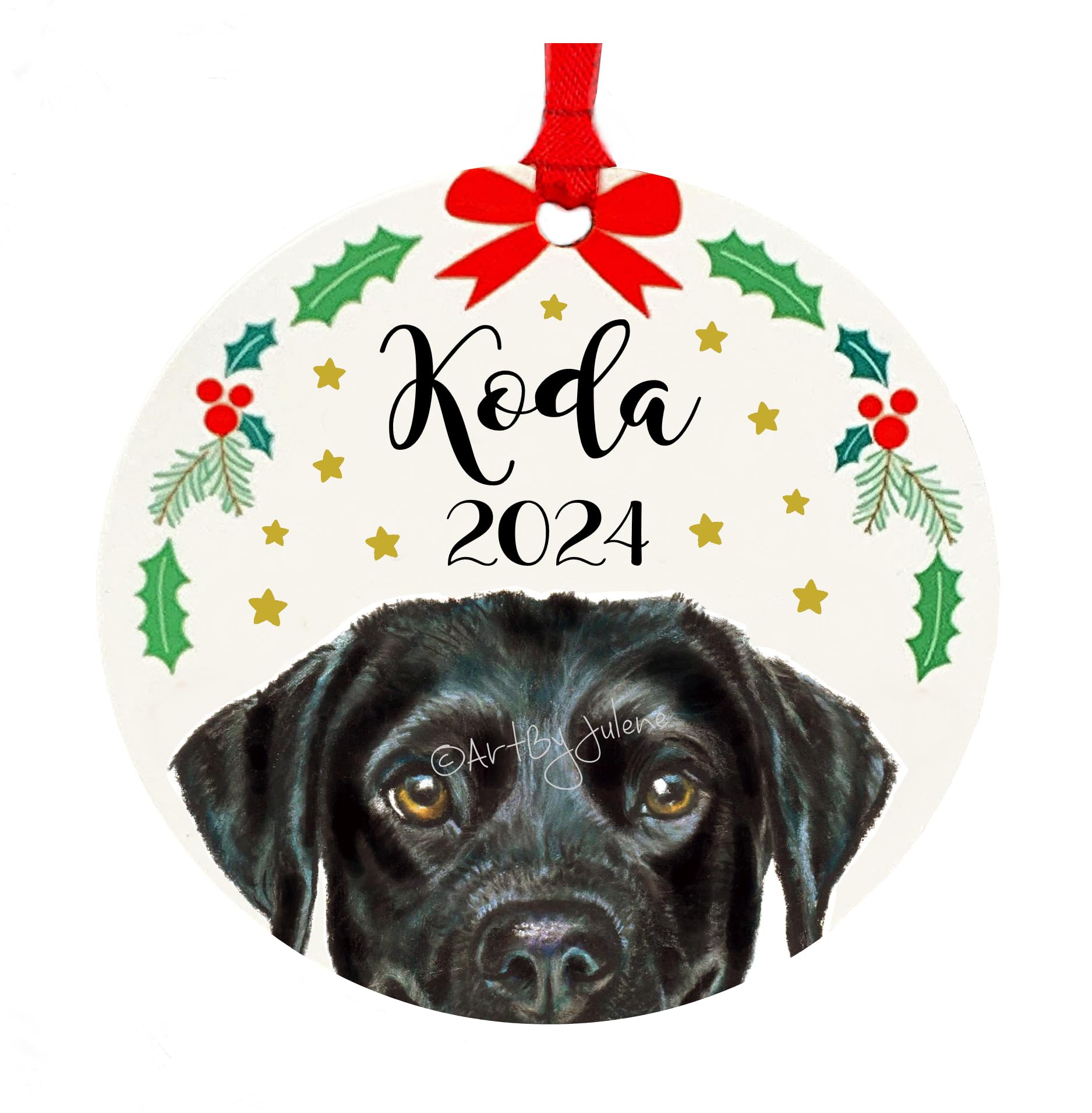 Labrador Retriever Christmas Ornament 4 inch round color option 1