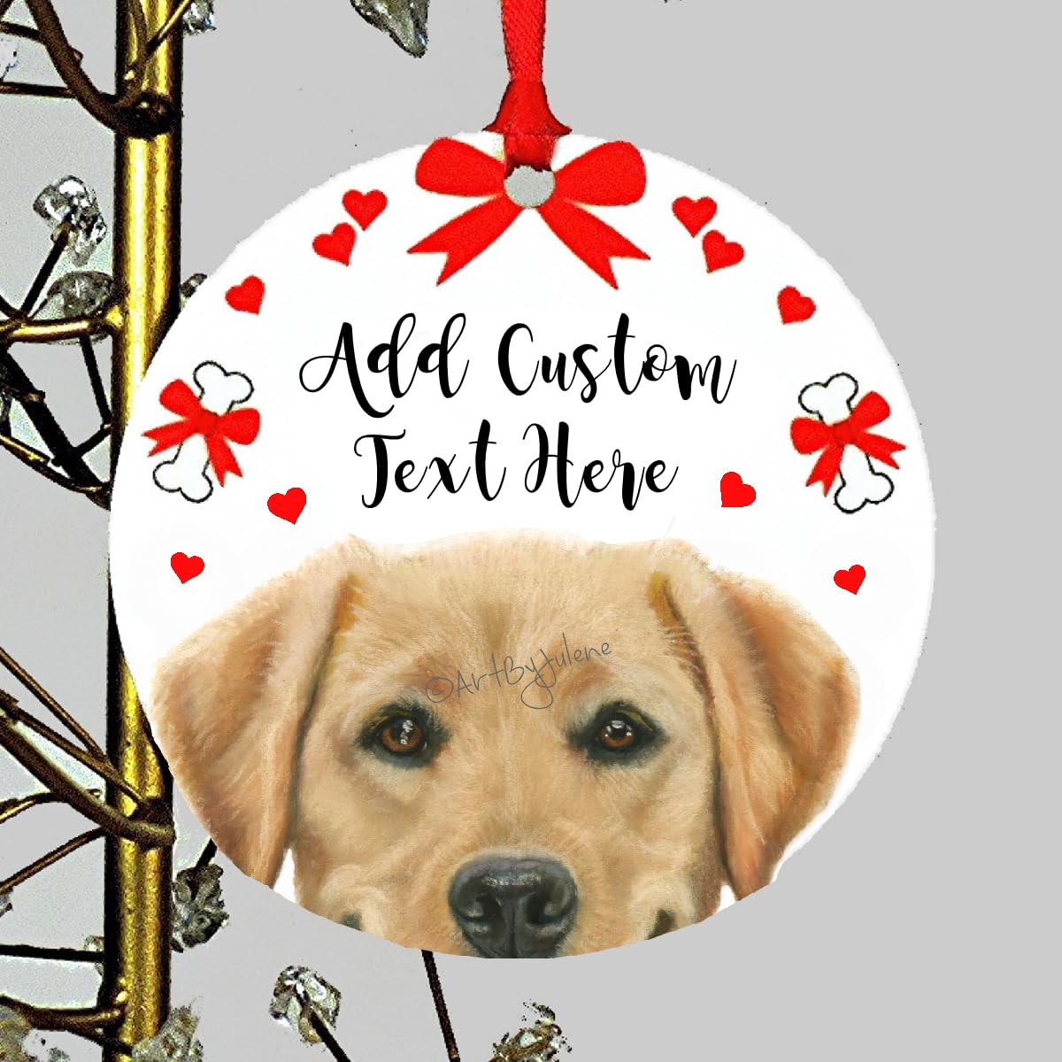 Labrador Retriever Christmas Ornament 4 inch round color 1 design 1