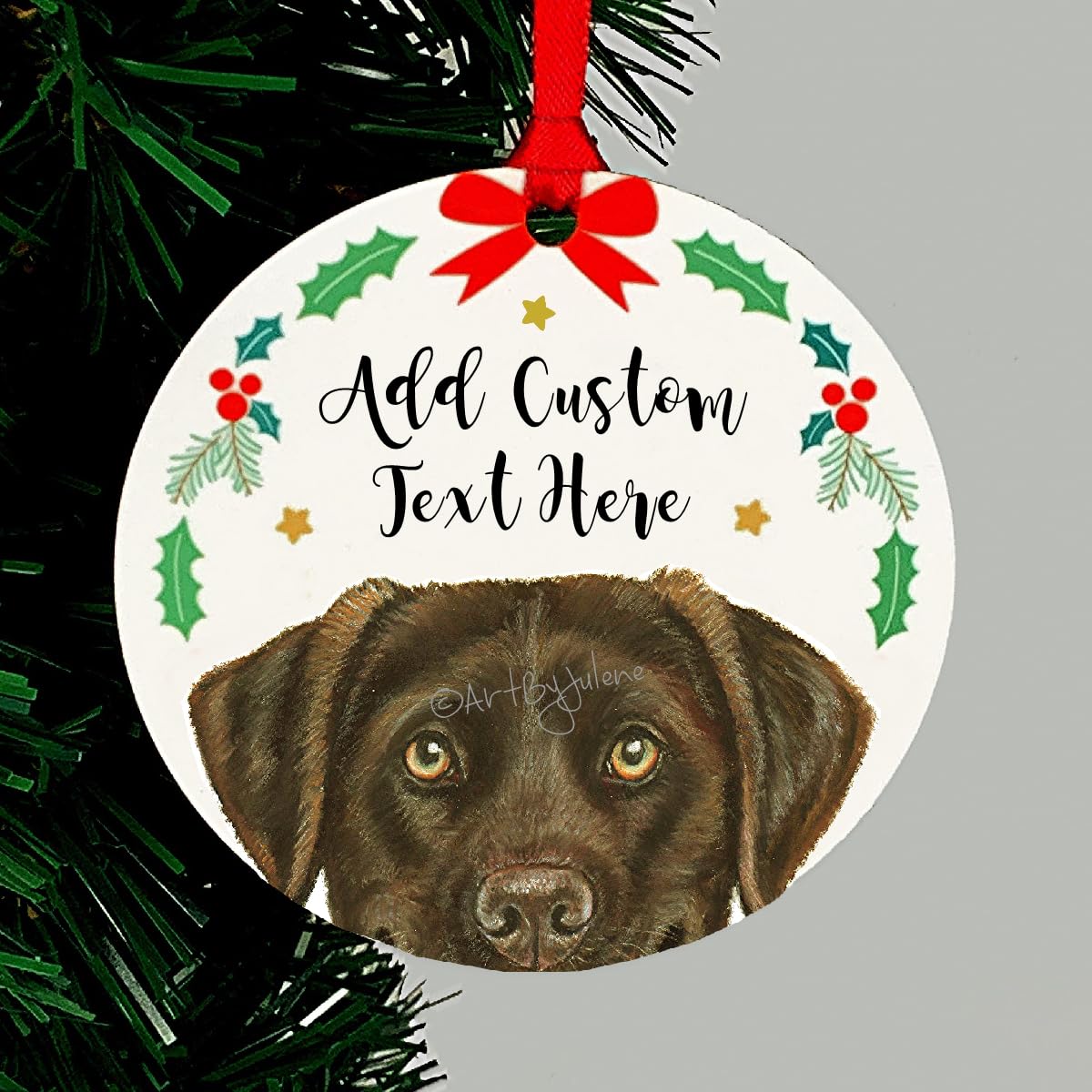 Labrador Retriever Christmas Ornament 4 inch round color option 2