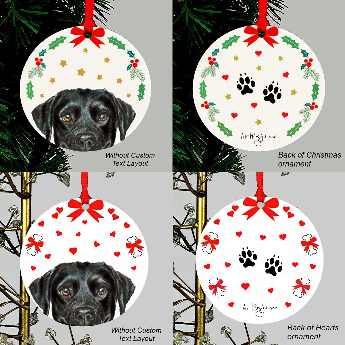 Labrador Retriever Christmas Ornament 4 inch round color 3 design 1