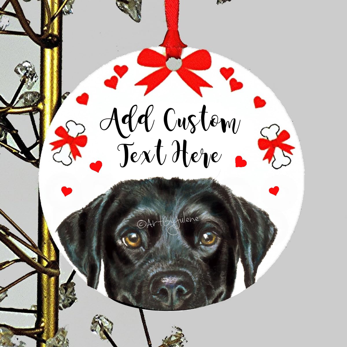 Labrador Retriever Christmas Ornament 4 inch round design option 1