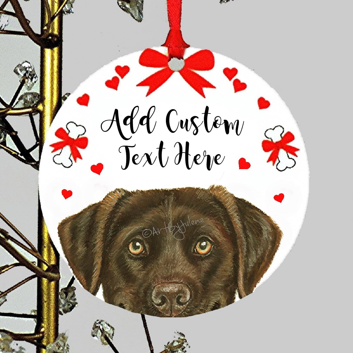 Labrador Retriever Christmas Ornament 4 inch round design option 2
