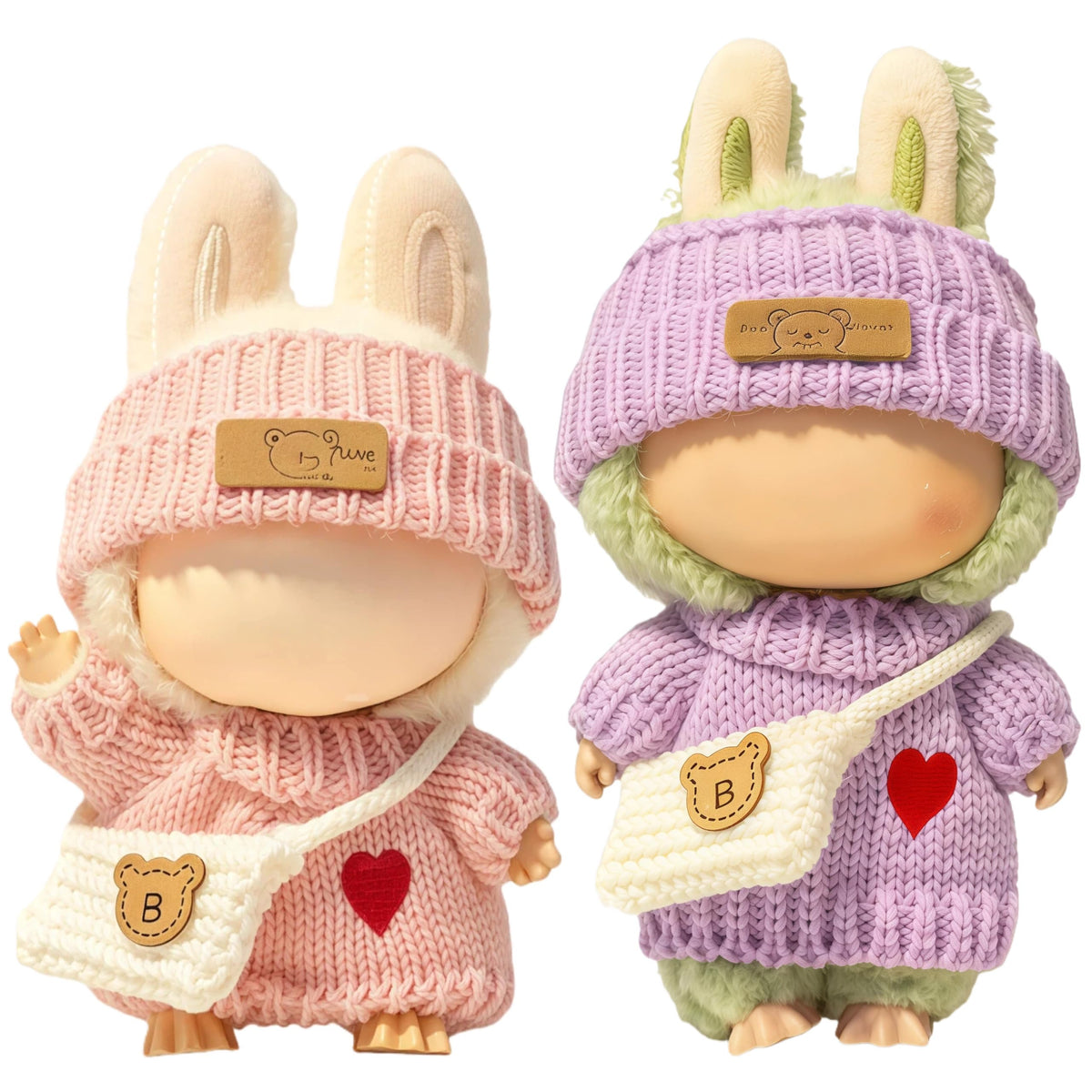 LABUBU 17cm doll clothes 2pack pink purple set packaging