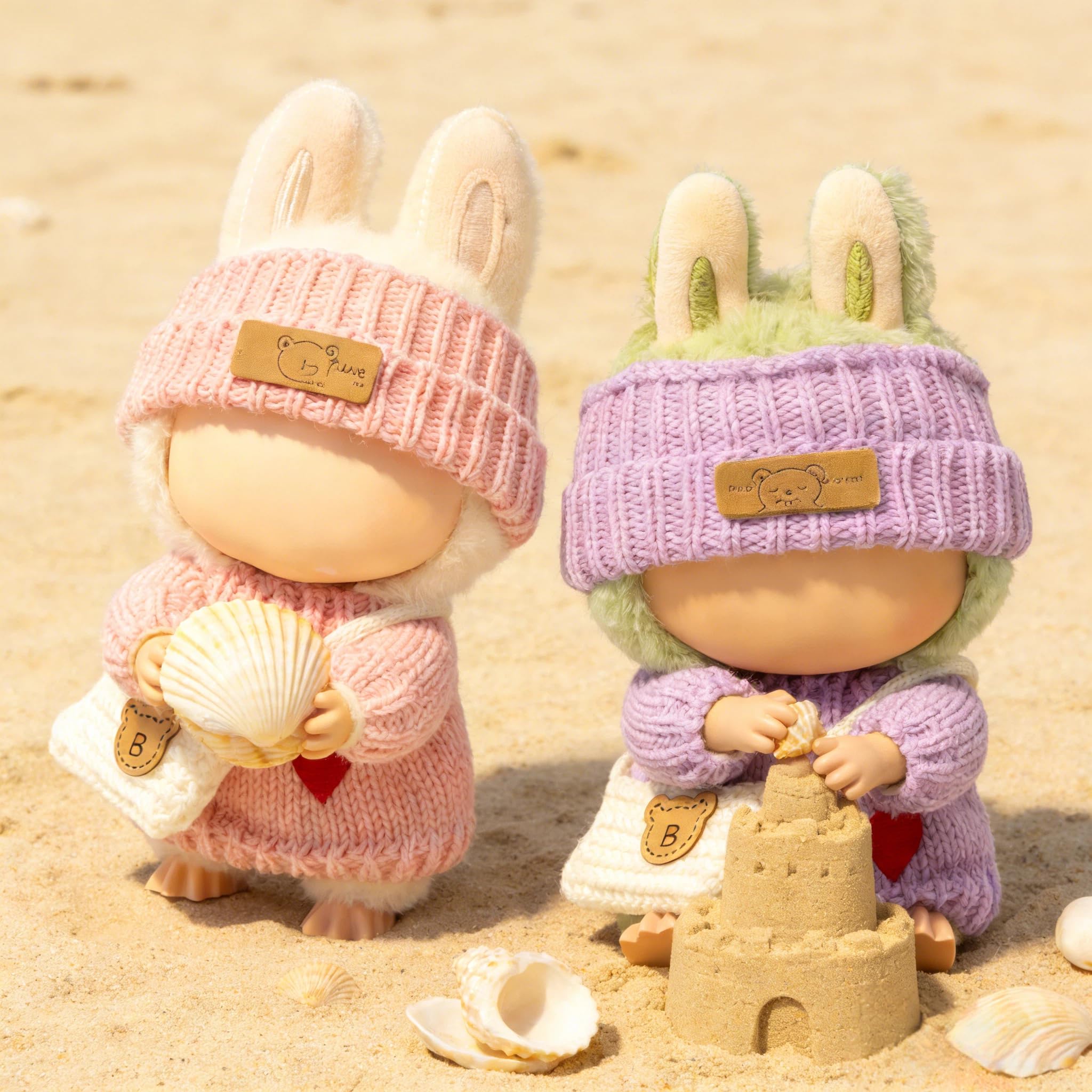 2pack LABUBU 17cm doll clothing pink purple front view