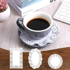 Lace disposable placemats oval 7-5x10 inches white