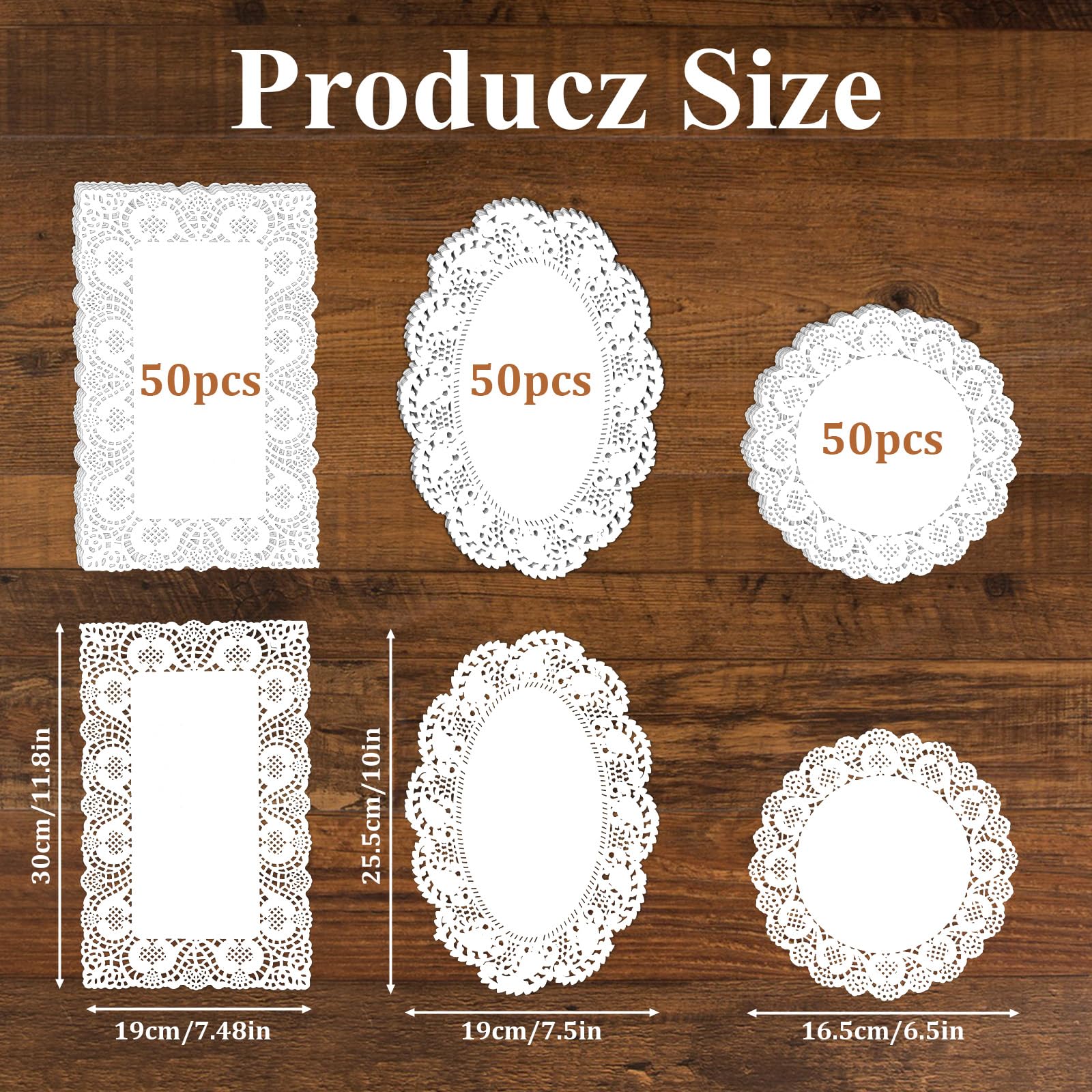 Lace disposable placemats round 6-5x6-5 inches white