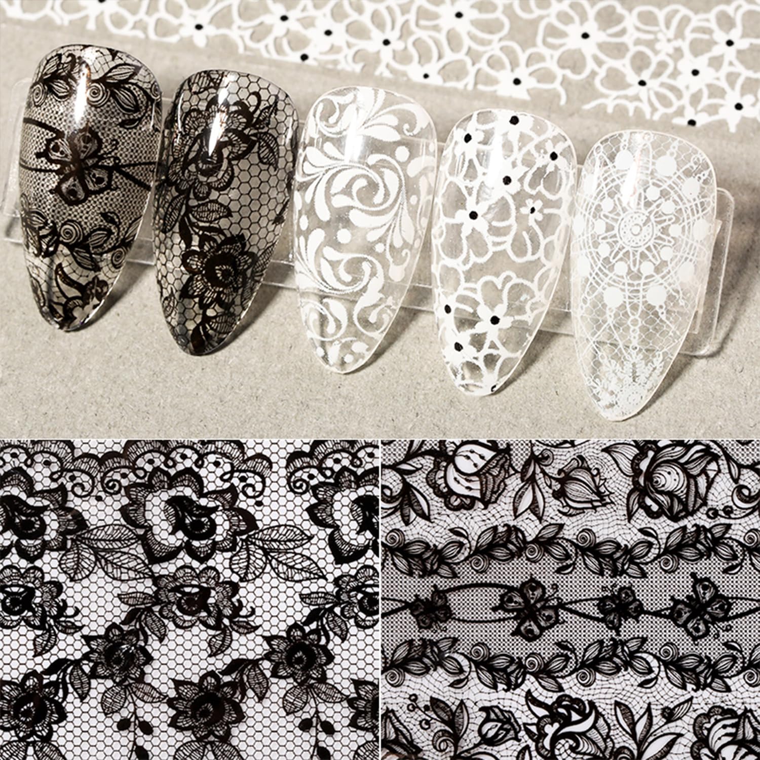 Black lace flower nail foil sheet