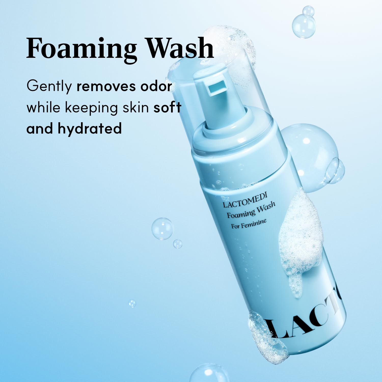 LACTOMEDI feminine foaming wash bottle side view
