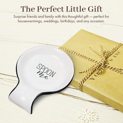 Spoon rest designed to hold ladles spatulas and tea bags