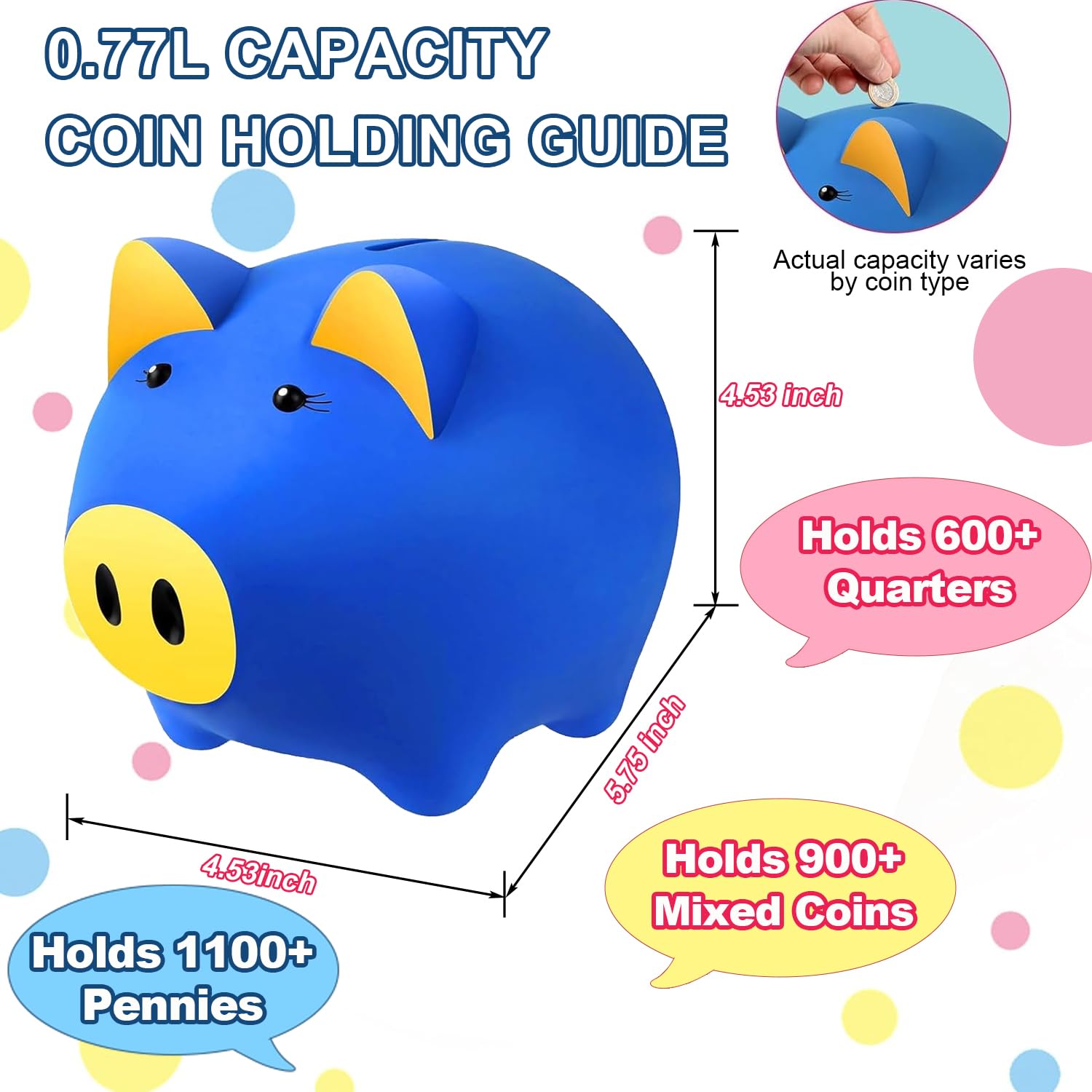 Glow in the dark feature of LAEBUILD piggy bank after light exposure