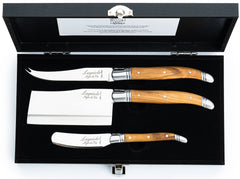 Laguiole Style De Vie cheese knives set with olive wood handles