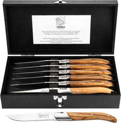 Laguiole Style de Vie steak knives with olive wood handles