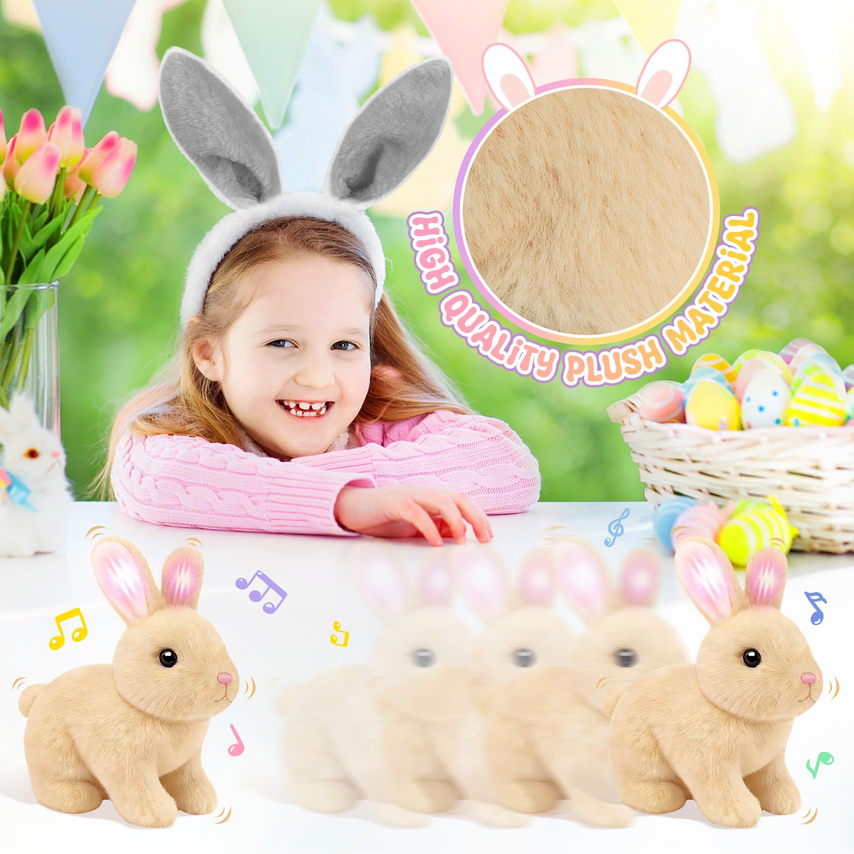 7-inch brown hopping bunny with moving mouth and sounds