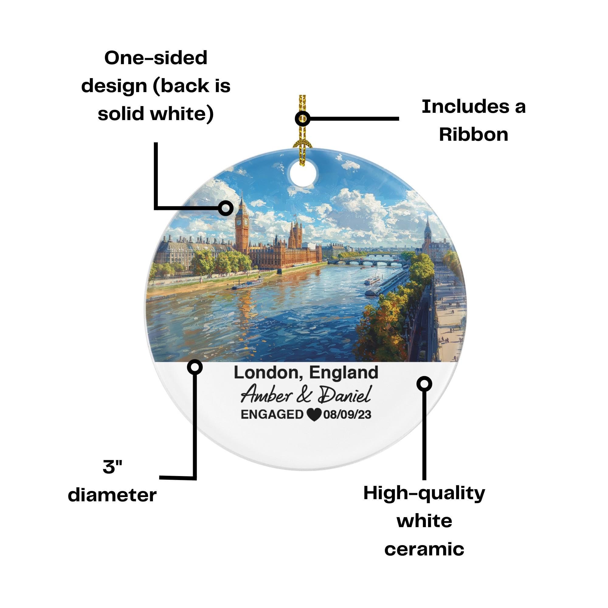 Married family Lake Como ornament design for holidays