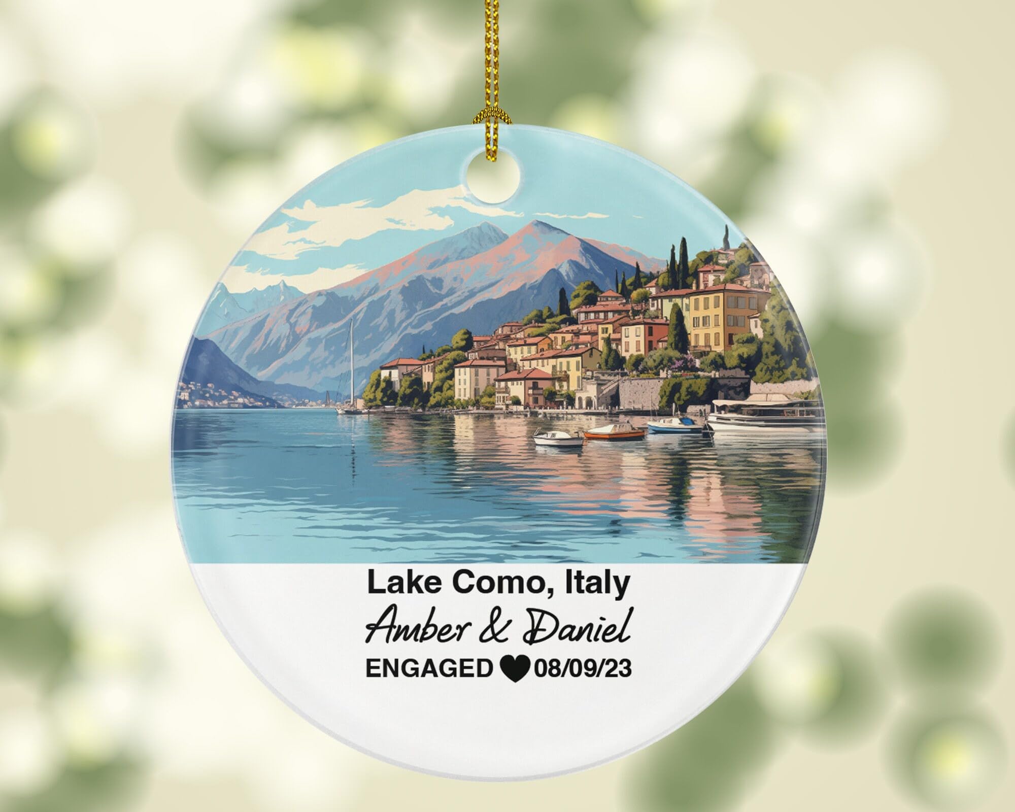 Mr Mrs Lake Como ornament one sided print