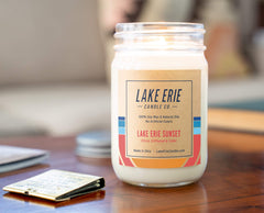 12oz jar Lake Erie Sunset soy wax candle label