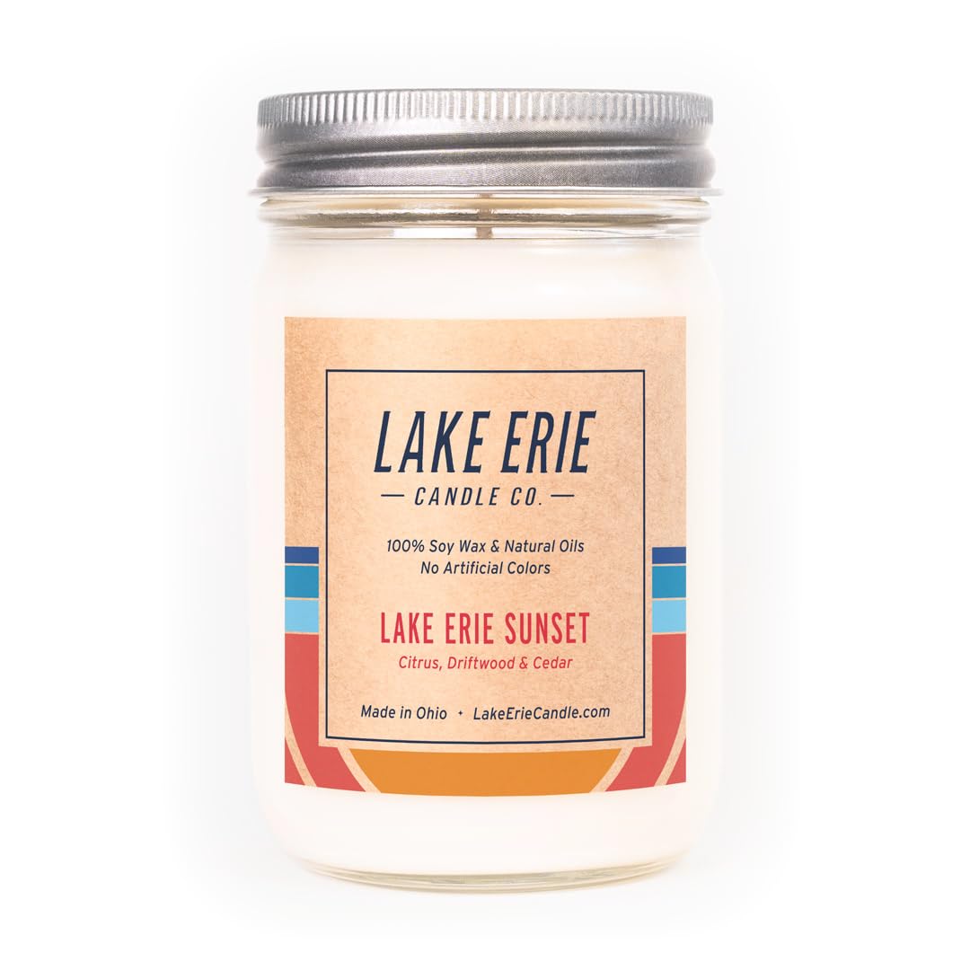 Lake Erie Sunset 12oz soy wax candle by Lake Erie Candle Co