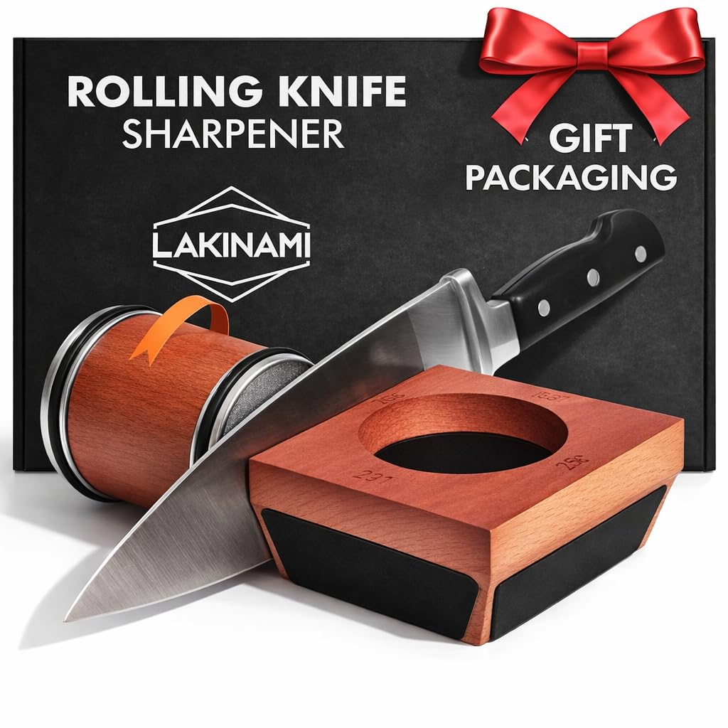 Lakinami knife sharpener rolling kit with magnetic holder