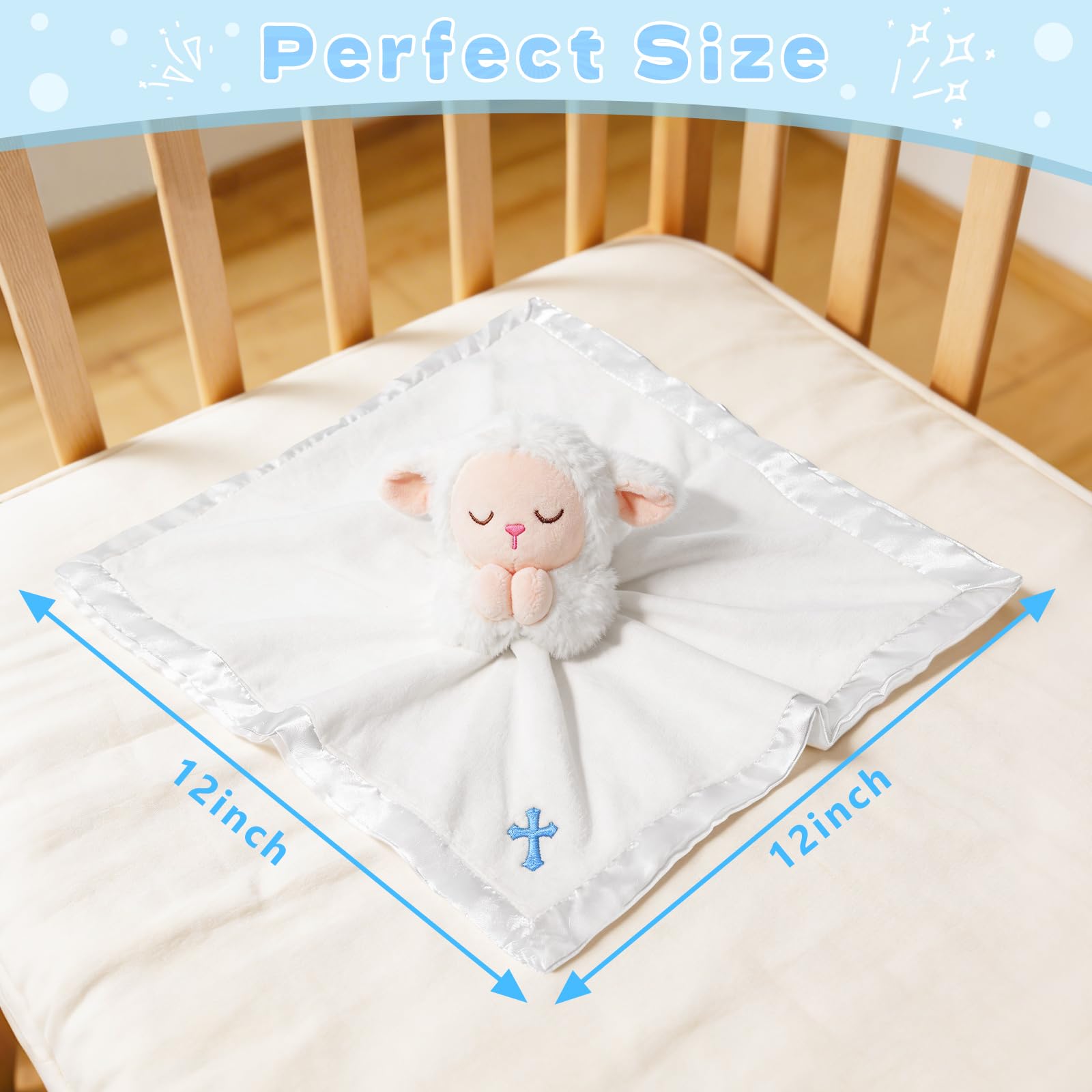 ultra-soft lamb lovey with satin inner layer for calming babies