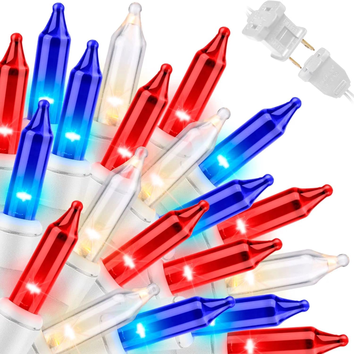 LAMPHOME 100 Count Red White and Blue Mini String Lights