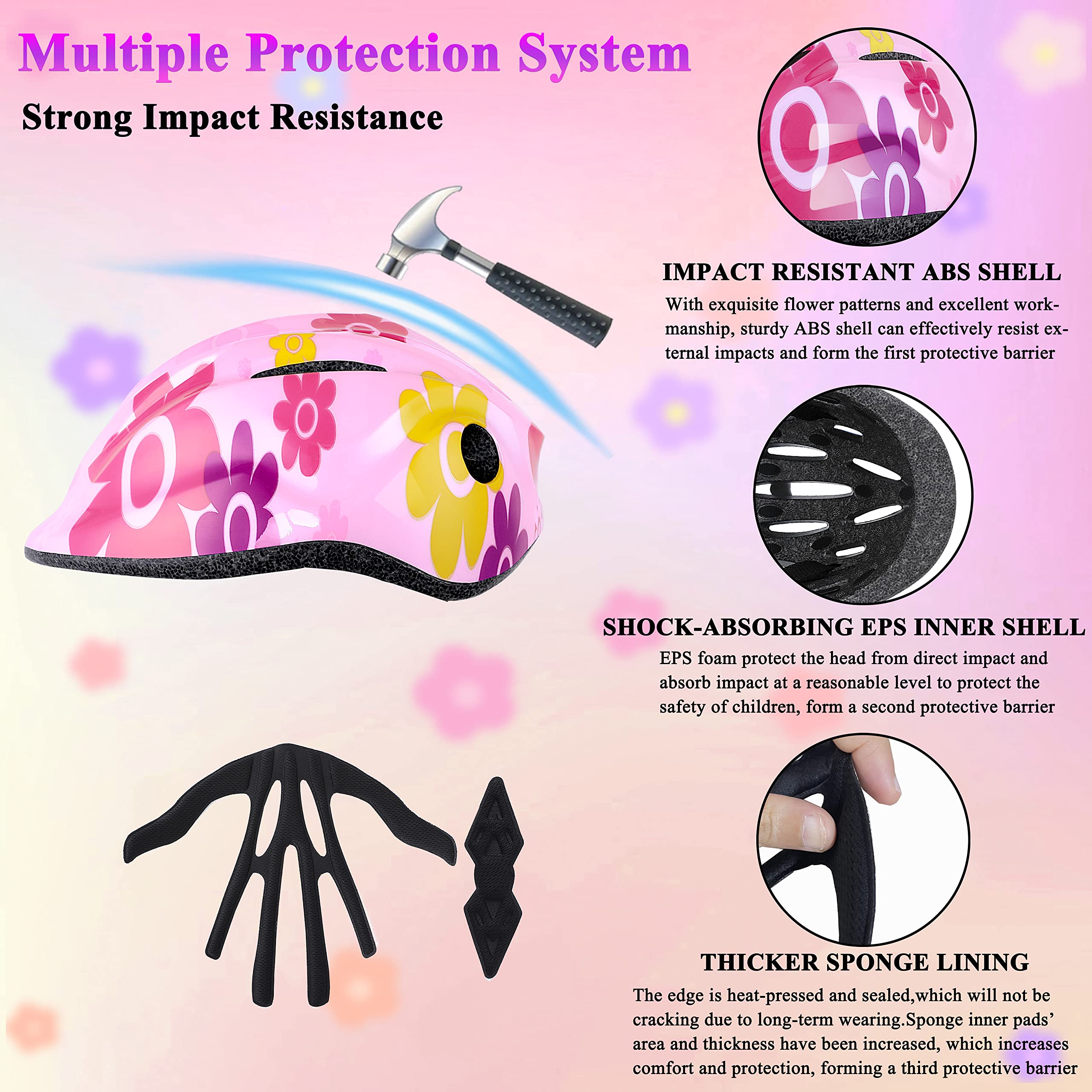 Lightweight kids helmet with protective gear set