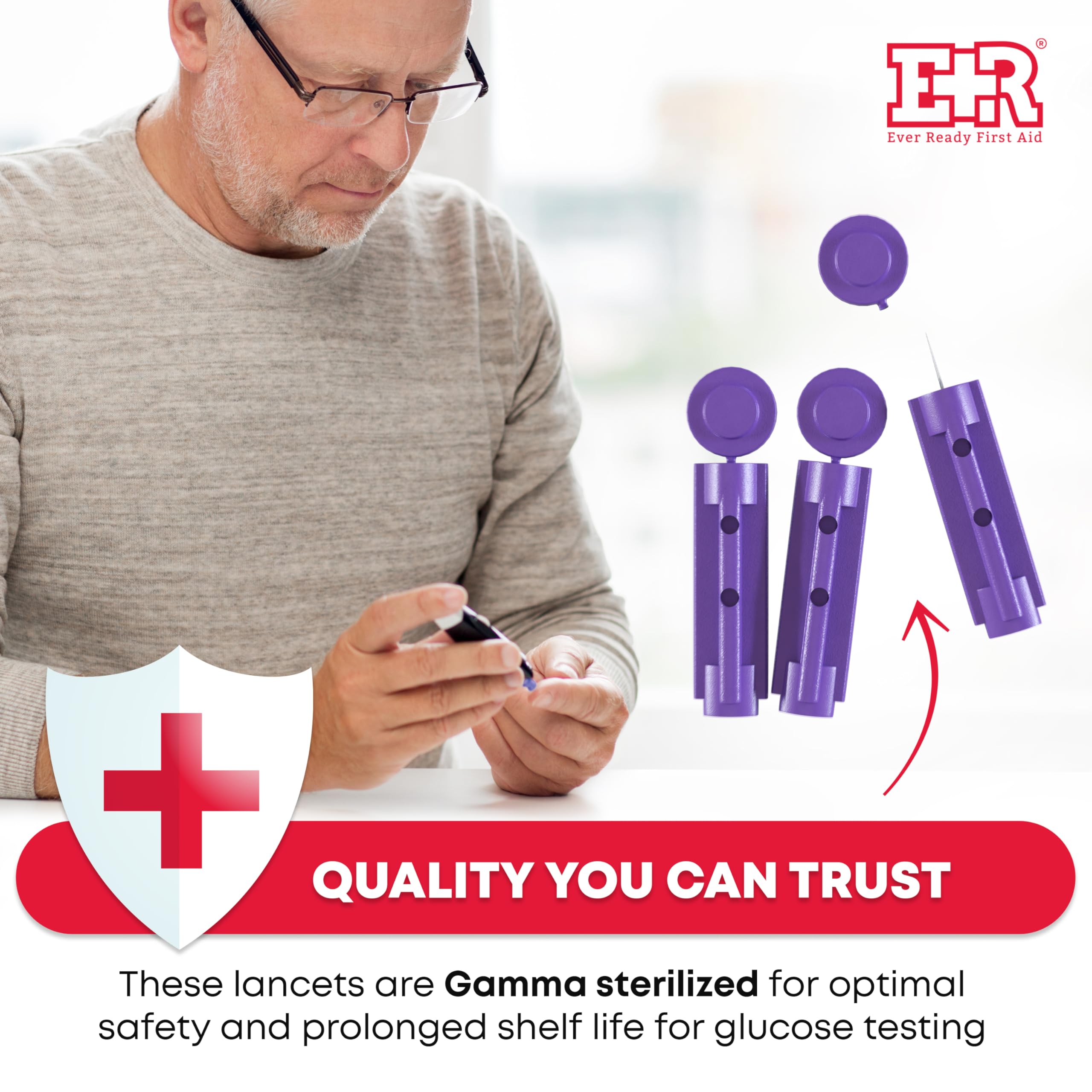 Lancets 30G purple gamma sterilized for glucose testing