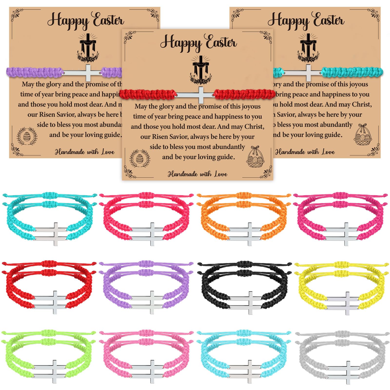 Landical 24 Pcs Easter Cross bracelets front view