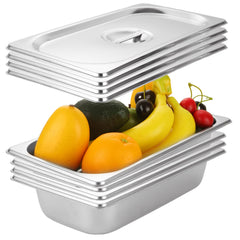 LANIAKEA 4PCS hotel pans with lids 1/3 size stainless steel