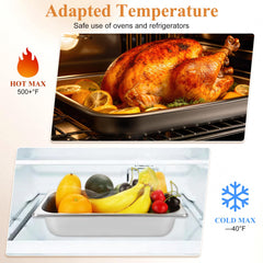 Dishwasher oven freezer safe hotel pans with lids silver