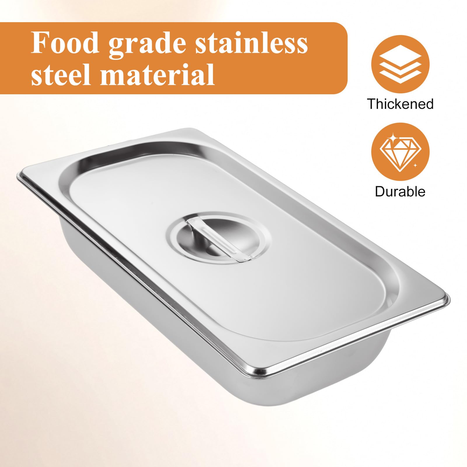 Durable stainless steel steam table pan with rounded edges