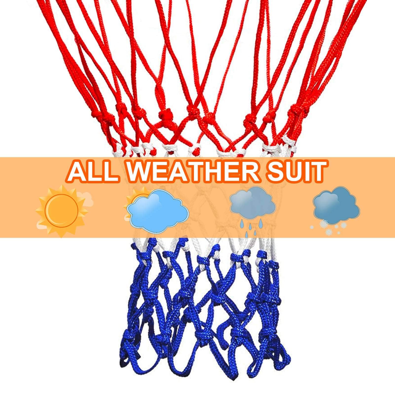Anti whip anti tangle net design for basketball hoop