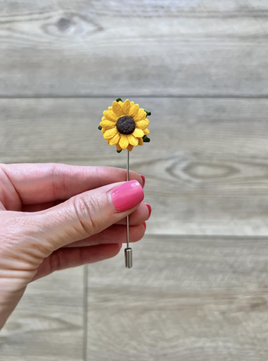 Groom groomsmen sunflower lapel pin accessory